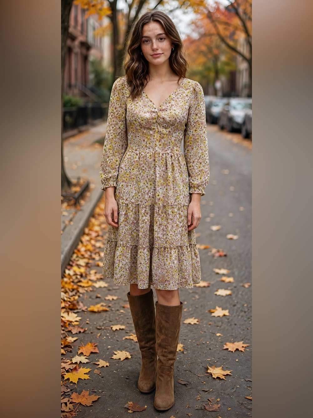 Sincerely Jules Floral Smocked Midi Dress S | Long Sleeve Boho Prairie Style